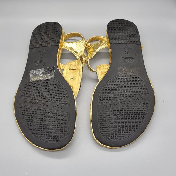 KALI Gold T-Strap Sandals - Picture 3 of 12